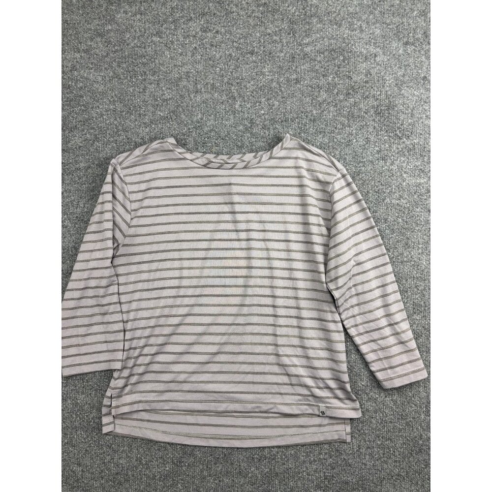 Mountain Hardwear Shirt Womens Small Gray Striped 3/4 Raglan Sleeve Knit Top